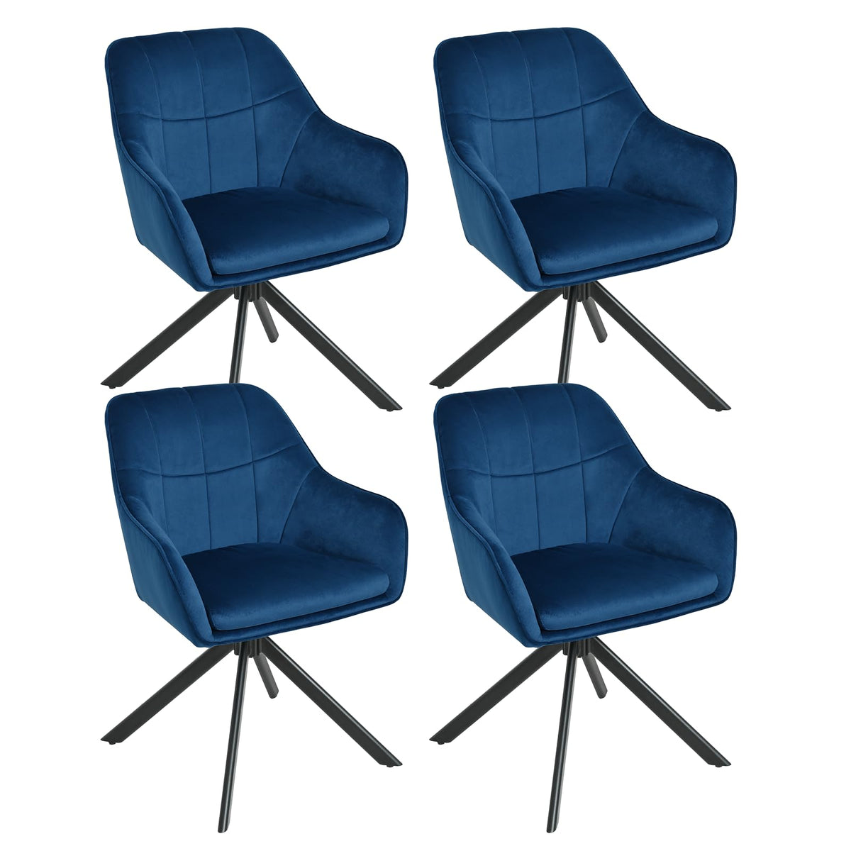 Drehstuhl Esszimmer 4er Set Samt Grün mit Armlehne Polsterstuhl Esszimmerstühle drehbar Küchenstuhl mit Metallbeine für Wohnzimmer Esszimmer