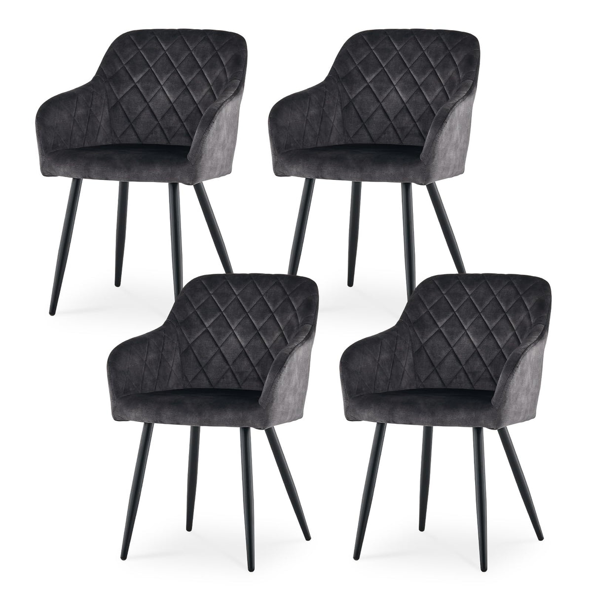 CLIPOP Esszimmerstühle 2er Set, Küchenstühle Grau Samtstoff stühle Polsterstühle mit Armlehne Metallbeine Polstersessel Stühle für Esszimmer Küche (2, Samt Grau)