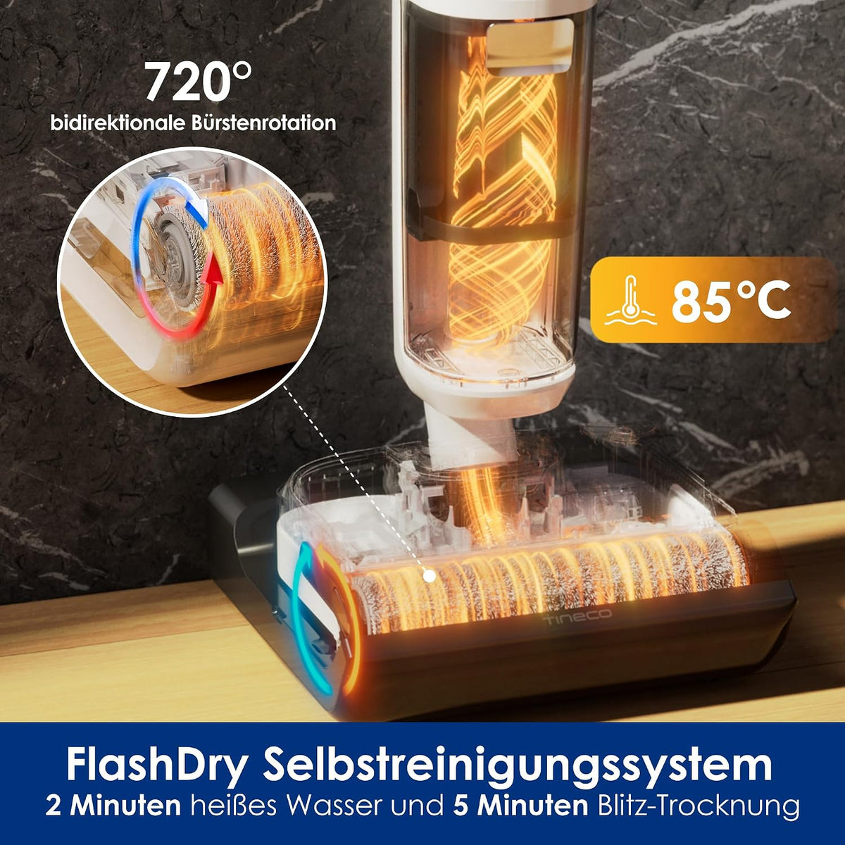 Tineco Floor One Stretch S6 Nass Trockensauger, 20Kpa,180°-Flachdesign