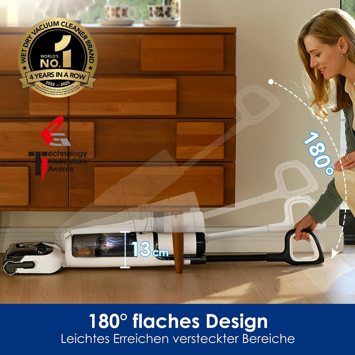 Tineco Floor One Stretch S6 Nass Trockensauger, 20Kpa,180°-Flachdesign