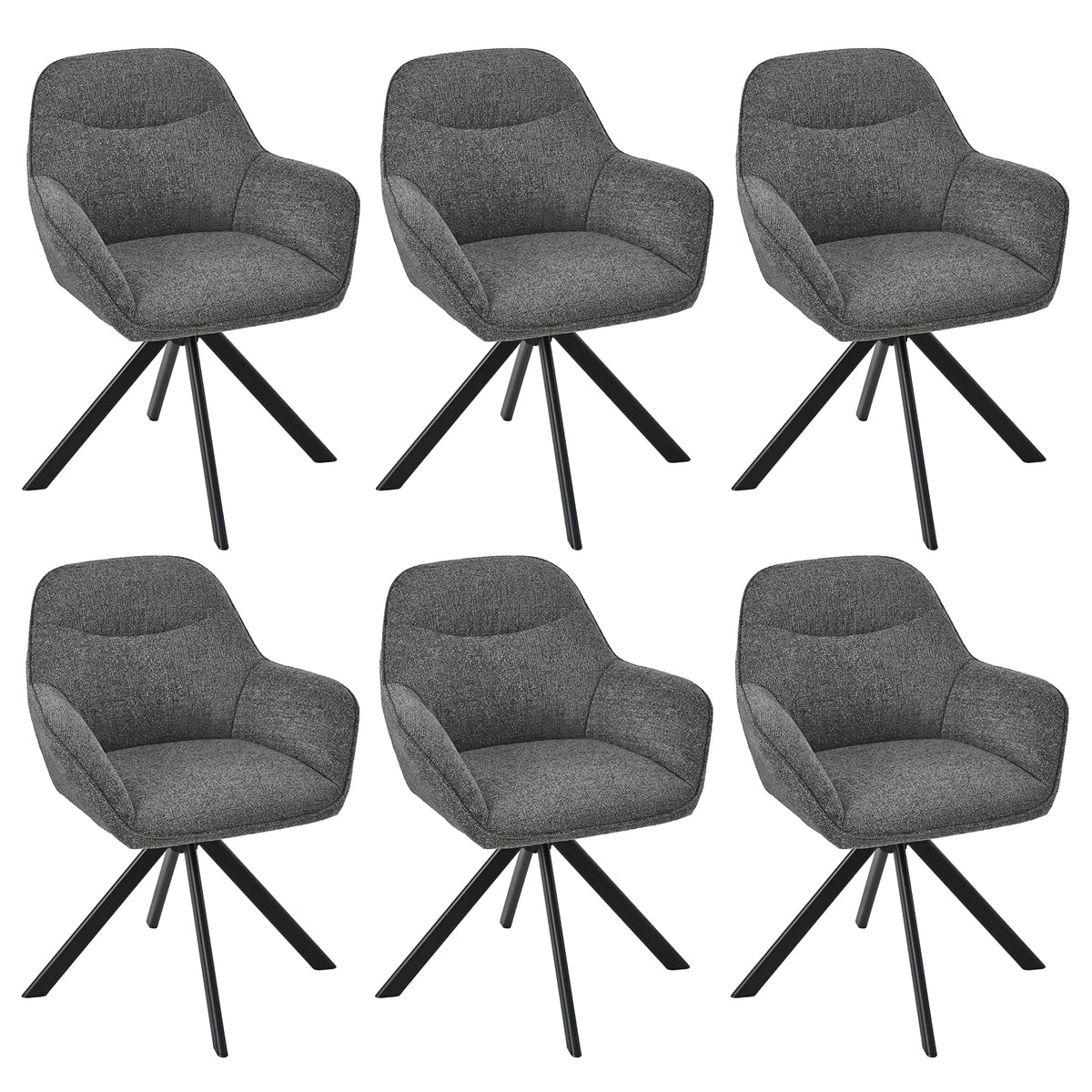 Esszimmerstühle Drehbar 4er Set mit Armlehne, 360° drehbar, Polsterstuhl Leinen, Drehstuhl Esszimmer Beige, Küchenstuhl mit Metallbeine für Esszimmer, Wohnzimmer, Büro