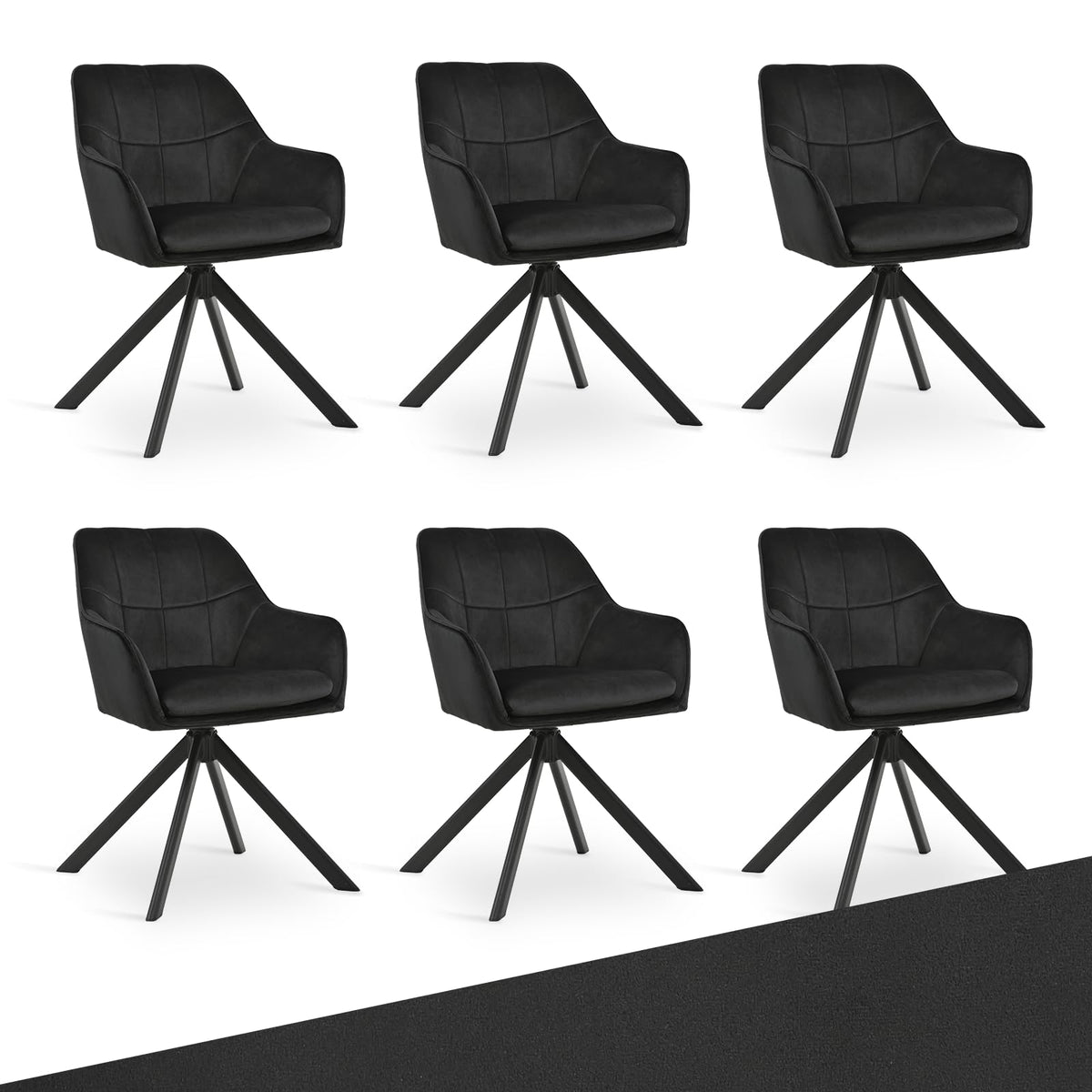 Esszimmerstühle drehbar 4er Set Grau Armlehnenstuhl Polsterstuhl drehstuhl Esszimmer drehstühle aus Samt Küchenstuhl mit Metallbeine für Wohnzimmer Esszimmer