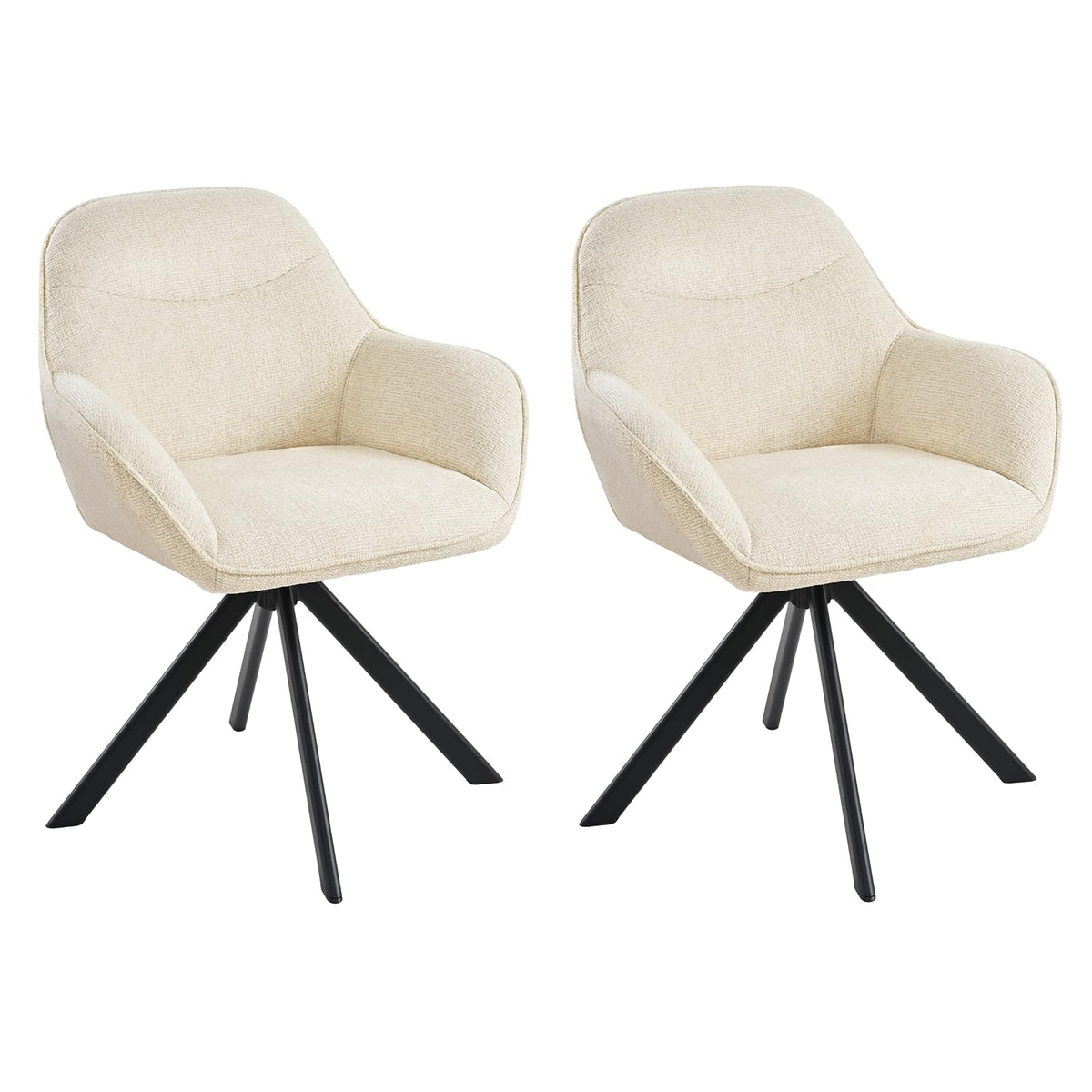 6er Set Esszimmerstühle Drehbar mit Armlehne, 360° Drehstuhl Polsterstuhl Samt Modern Küchenstuhl mit Metallbeine für Esszimmer, Wohnzimmer, Büro, Dunkelgrau