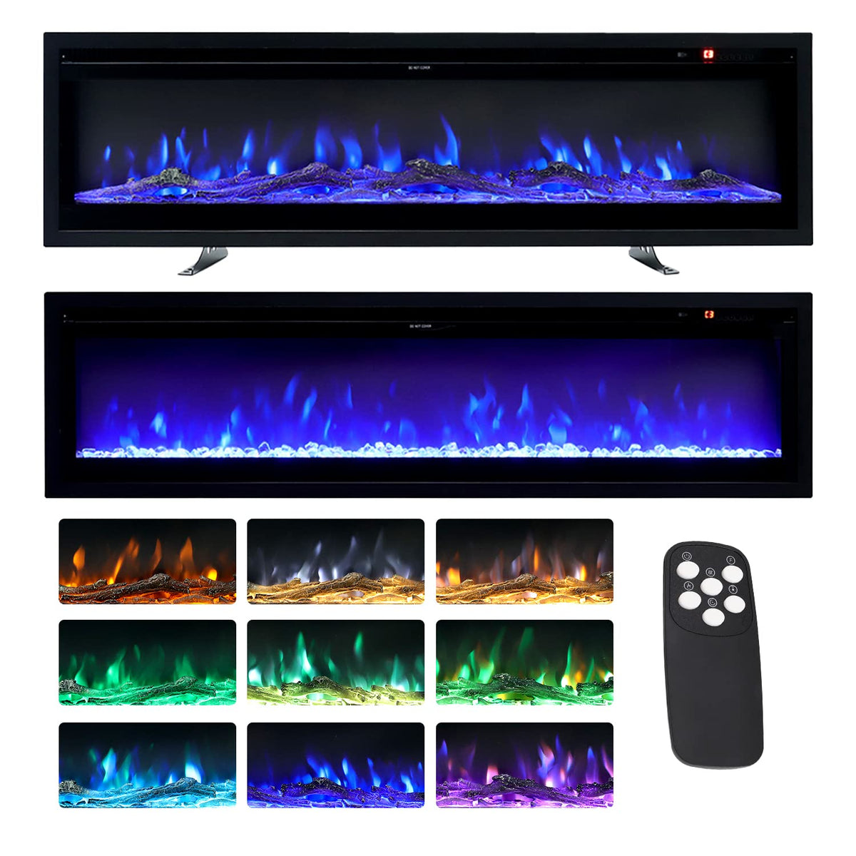 INMOZATA Electric Fire Wall Mounted/Recessed/Freestanding