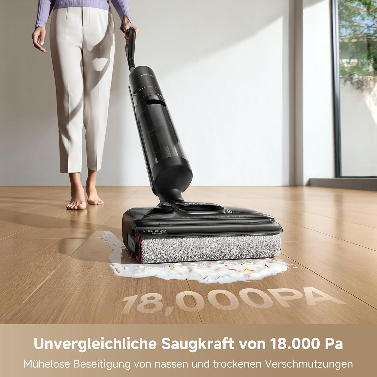 dreame H12 Pro FlexReach Nass- und Trockensauger, Flaches 180°-Design, Trocknung in 5 Minuten, 18.000 Pa Saugkraft, 90 °C Heißwäsche, Doppel-Kantenreinigung, Reinigung in 50 Minuten